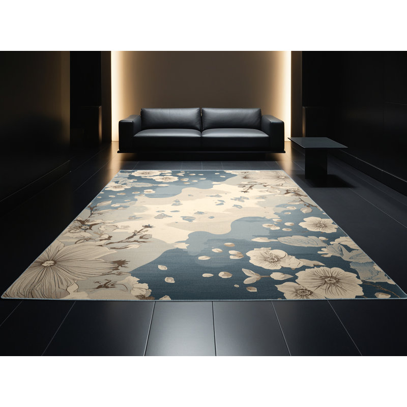 Machine Washable Pascasio Cherry Blossom Petals Traditional Floral Rug in Beige –  Binding, 2x4
