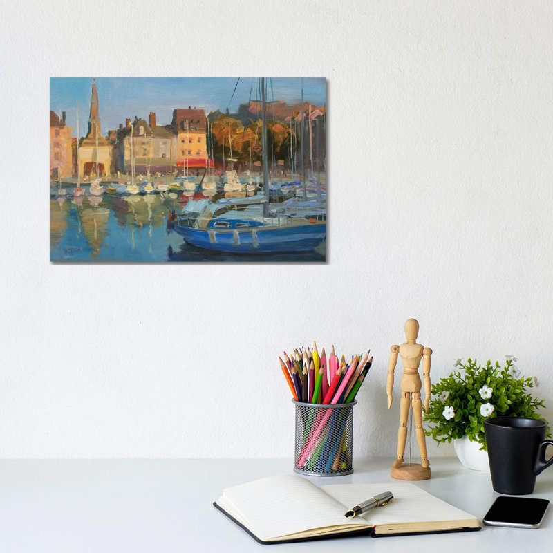Yachts Honfleur France by CountessArt - No Frame Gallery-Wrapped Canvas Giclée on Canvas, 20.32cm H x 30.48cm W