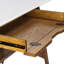 Bureau 48 po Mid-Century avec tablette de rangement inférieure - base en bois de pacanier, plateau blanc, l 48 po x P 24 po