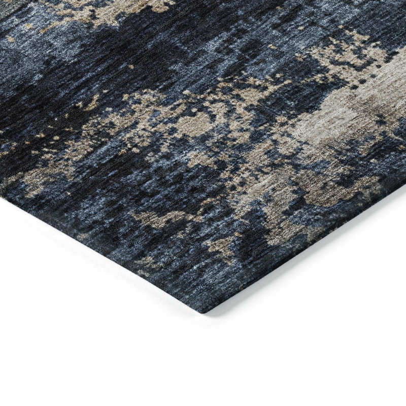 Red Abstract Synthetic Washable Reversible Rectangular Rug 46" x 30"