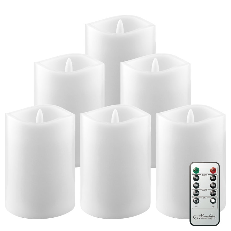 Ensemble de bougies pilier 6 pièces Jhara, Blanc, H 4 po x l 3 po x P 3 po