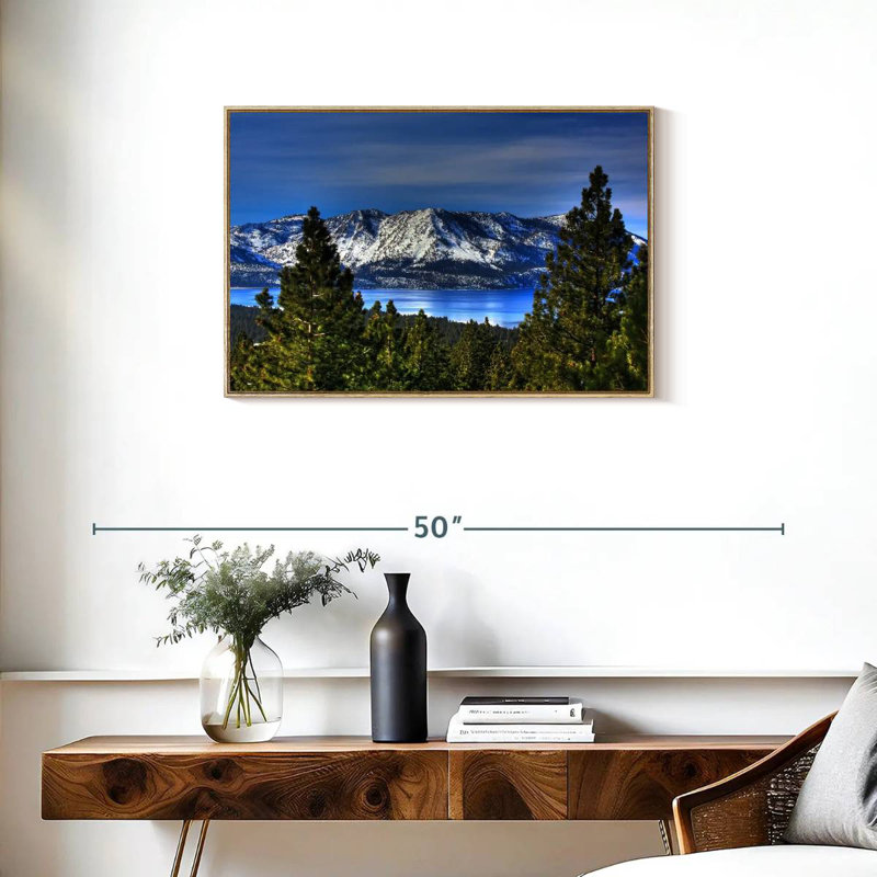 Lac Tahoe, Sierra, Cadre flottant en bois naturel, 31 po x 21 po