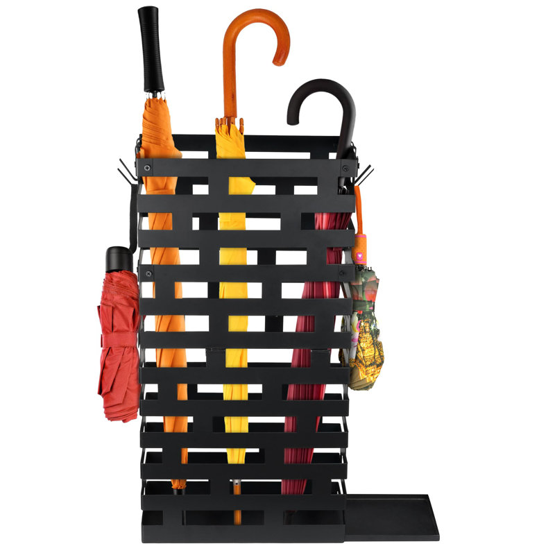 Grand porte-parapluie d'entrée en métal de 58 cm (23 pouces)., Black