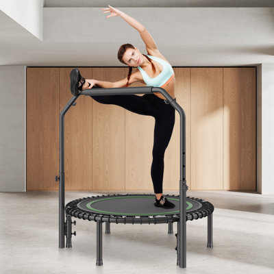 40" Foldable Mini Fitness Trampoline Adults Exercise Rebounder with Handle