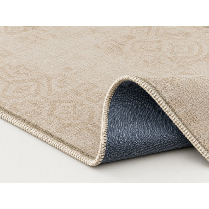Light Yellow Traditional Geometric Decorative Washable Rug, Runner 3'4" x 9'11"