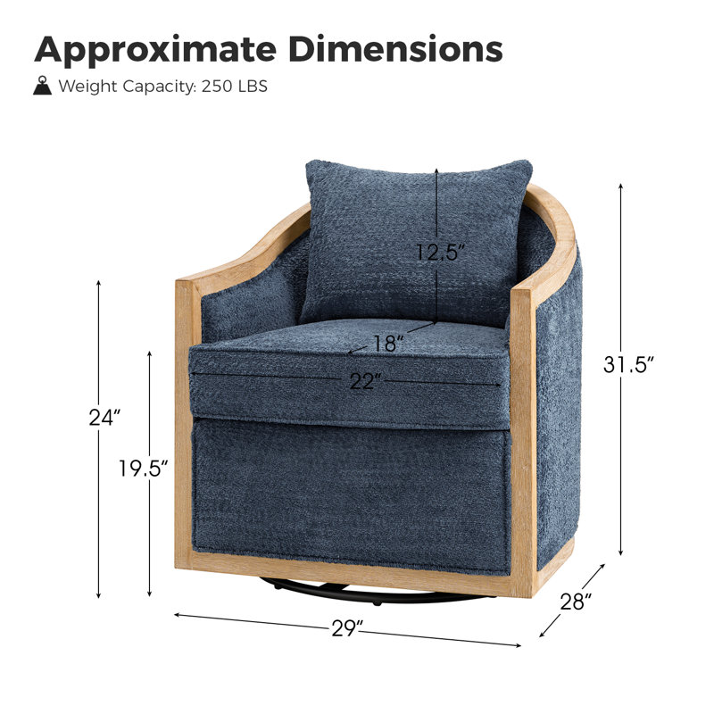 Fauteuil demi-tonneau Manja Jess Farmhouse, Polyester bleu ardoise