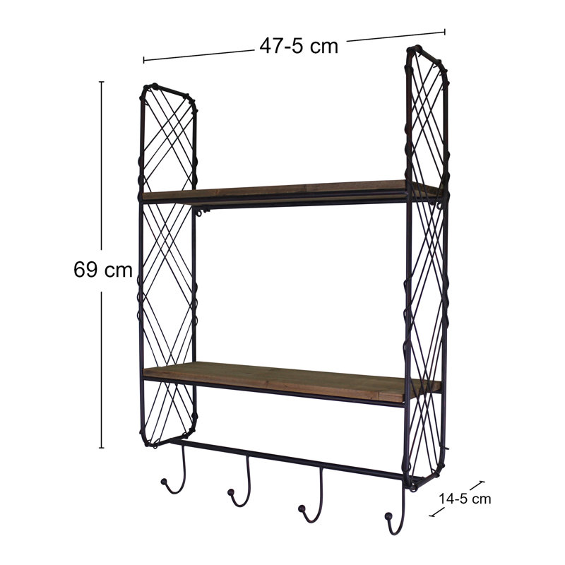 Ishika 2 Piece Accent Shelf with Hooks