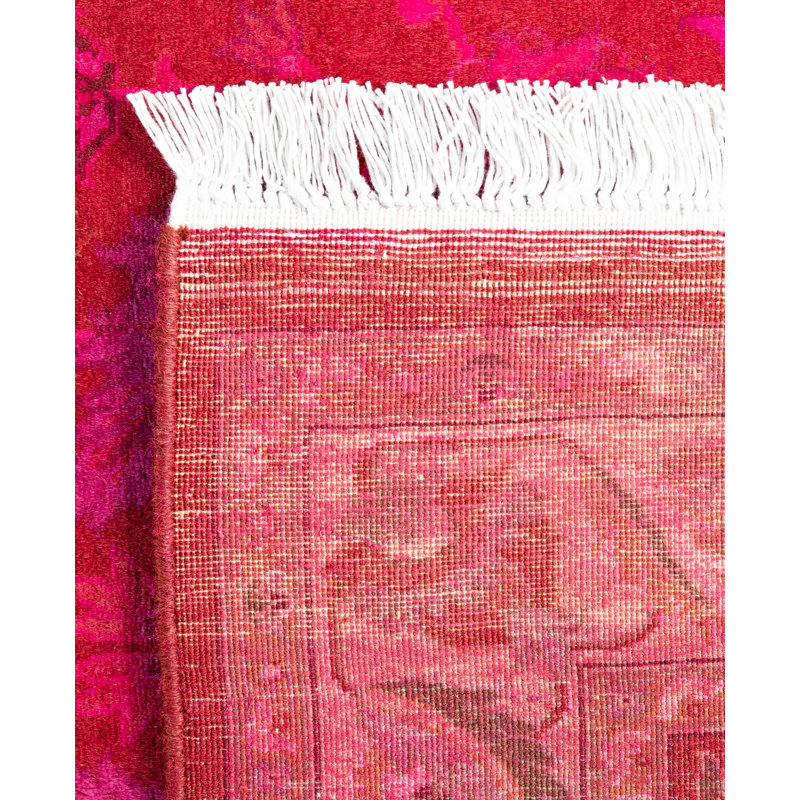 Overdyed Hand-Knotted Wool Modern-Contemporary Pink Runner 3' 2" x 4' 10"