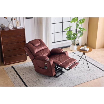 Fauteuil de massage inclinable surdimensionné Power Lift pour personnes âgées, positions infinies, moteur simple, porte-gobelets, ports USB et type-c, siège de cinéma maison en polyester