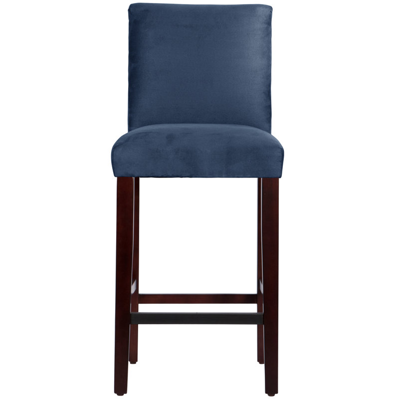 Tabouret de bar et de comptoir Sylva, Tabouret de bar (siège d'une hauteur de 31 po), Espresso, Bleu marine folâtre