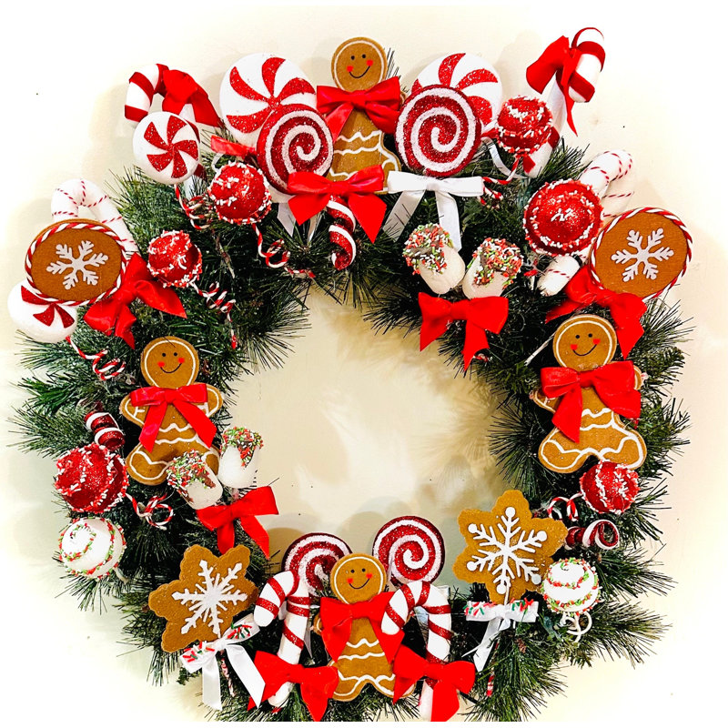 Couronne de Noël pain d'épices et bonbons