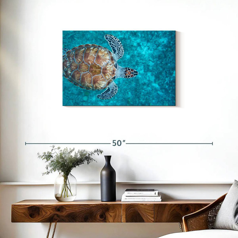 Swimming Hawksbill Sea Turtle, 20" H x 30" W