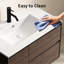 Lavabo vasque de salle de bain 36 pouces en blanc, conception intégrée, en céramique blanche à faible entretien et durable pour la salle de bain, teinture, essuyer facilement avec un savon non abrasif
