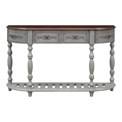 52''Modern And Contemporary Curved Console Table Sofa Table Entryway Table For Hallway Living Room With 4 Drawers And 1 Shelf