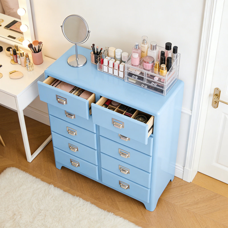 Commode d'appoint multifonctionnelle de couleur unie, Bleu, H 37,8 po x l 30,71 po x P 15,75 po