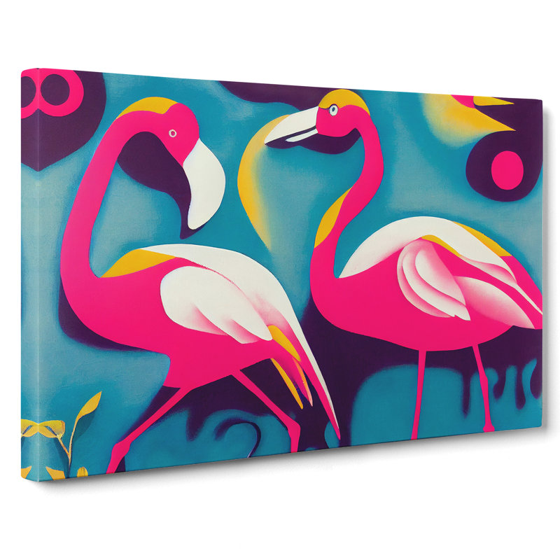 Flamingo Abstract Art Vol.1 - Wrapped Canvas Painting, 35cm H x 50cm W x 3cm D