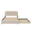 Grand lit plateforme tapissier avec lit gigogne simple intégré et ports USB doubles-776585964