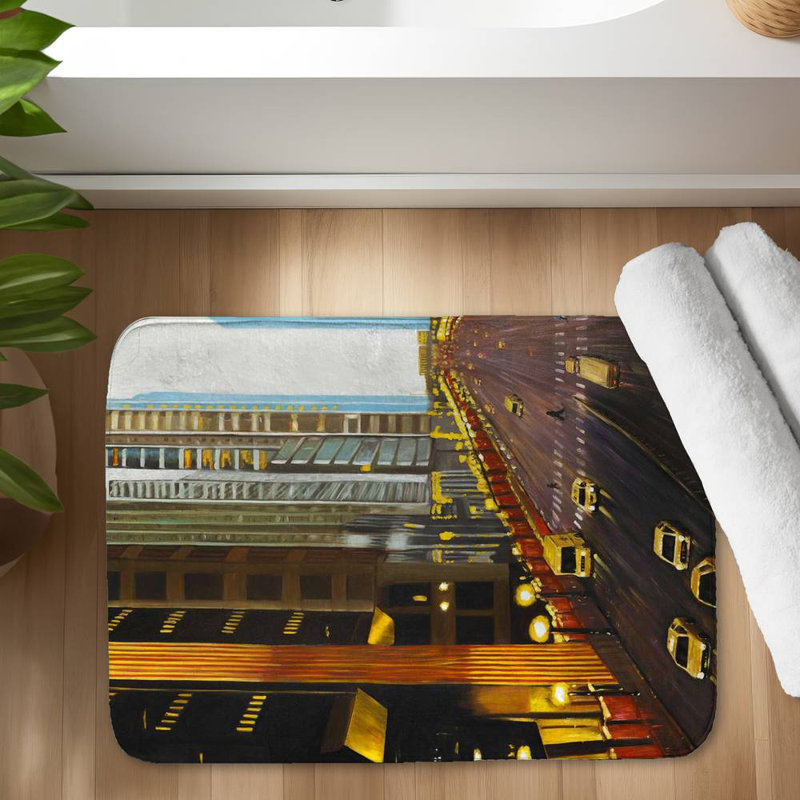 New york city 9th street Bath Mat with Non-Slip Backing - Quick Dry Memory Foam Bathroom Rug - Absorbent - Modern Plush Spa-Style - Machine Washable