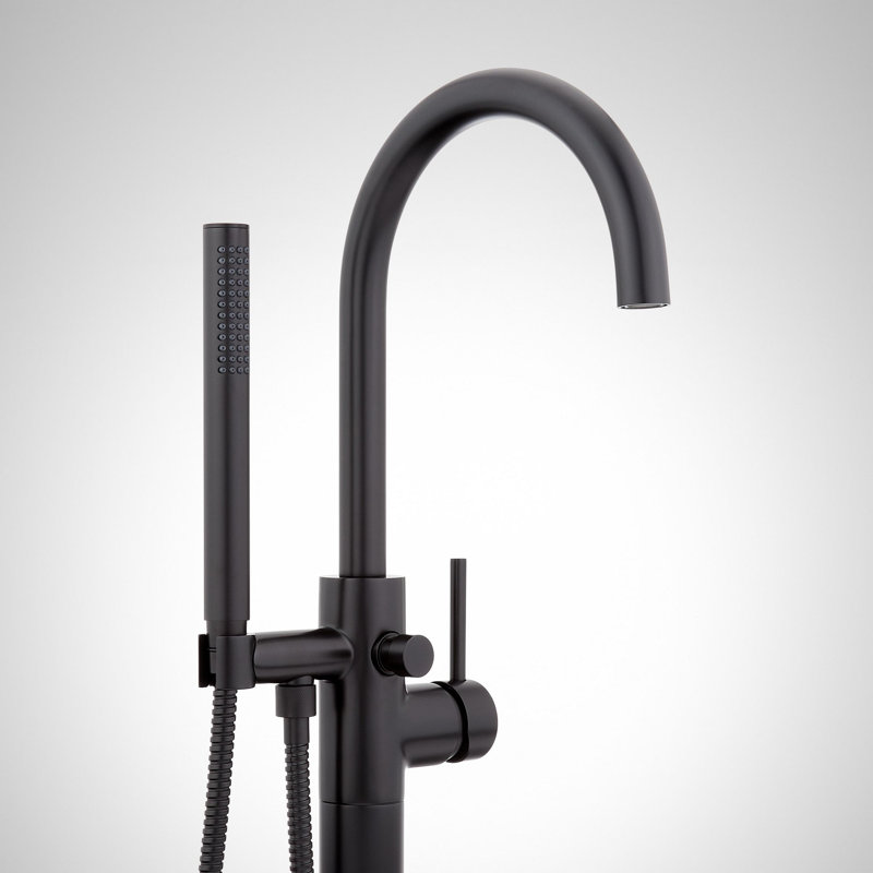 Lexia Floor Mounted Tub Filler Faucet and Valve, Matte Black
