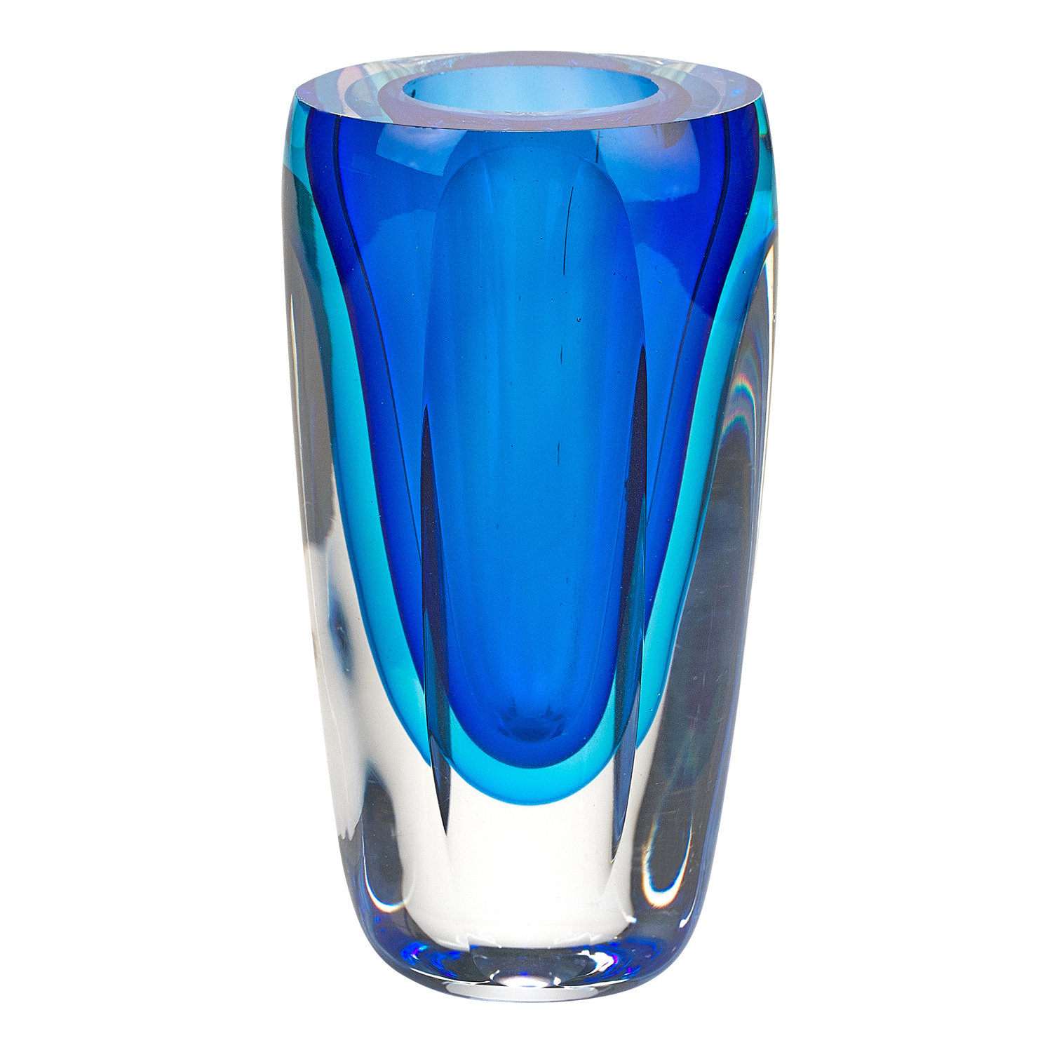 Orren Ellis 6" Mouth Blown Blue Art Glass Vase & Reviews Wayfair
