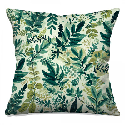Green Leafy Foliage Double Sided Throw Pillows