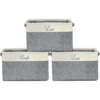Sorbus Quote Fabric Cubby Organizer with Handles 3 Pack