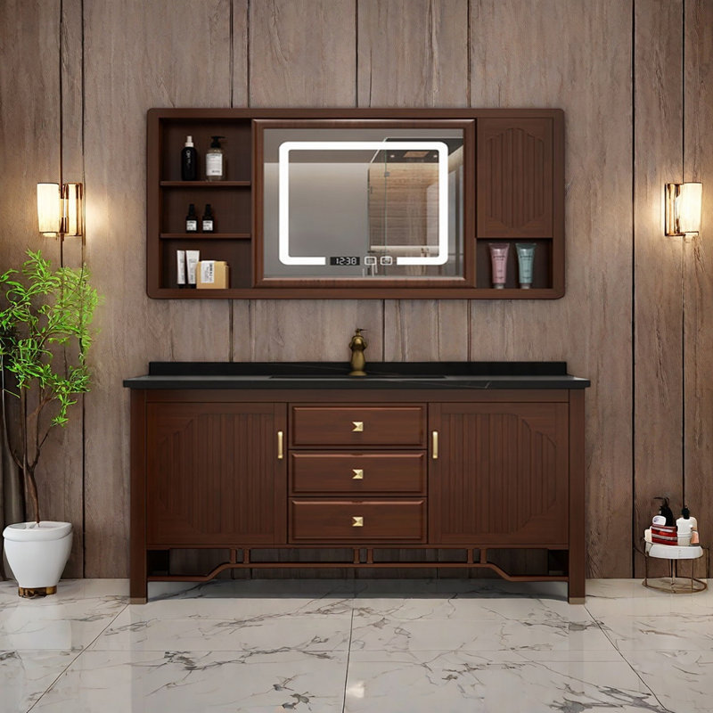 Armoire de salle de bain haut de gamme rétro et simple, 63"