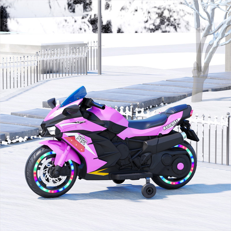 Poussette jouets pour bébé avec moto électrique rose et rose de 40 x 19 x 25 po
