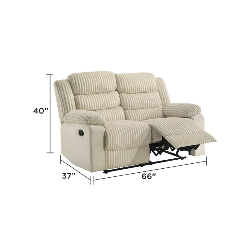 Haven Manual Reclining Loveseat with Plush Corduroy Cushioned Support, Beige