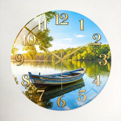 "Lake Boat", horloge murale en verre