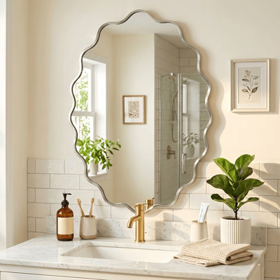 Miroir mural ovale en métal