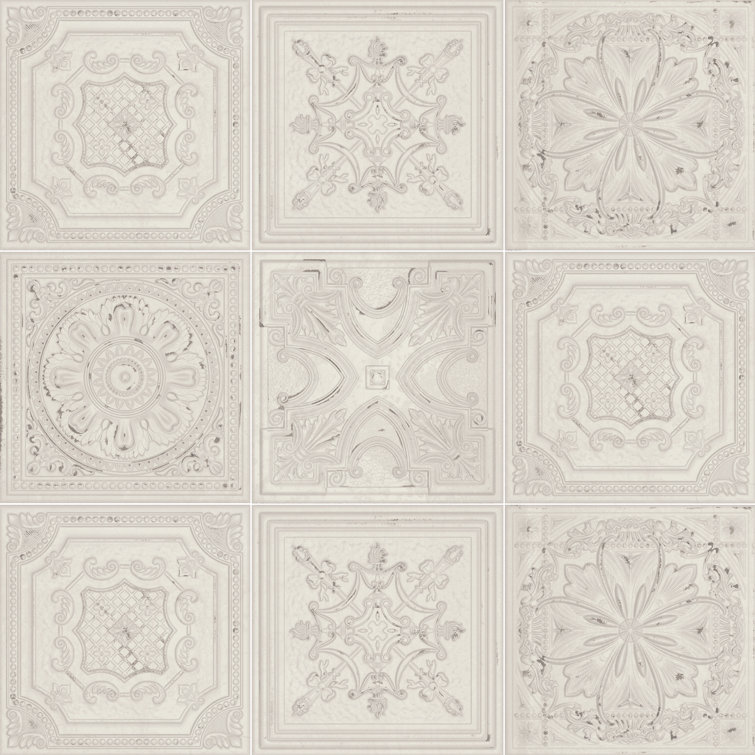 Gatsby Fitz White 8" x 8" Tin Look 3D Wall Tile