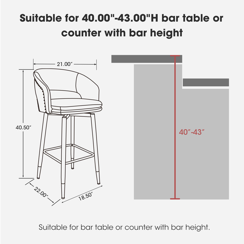 Tabouret de bar Mid-Century avec garniture cloutée , Brun