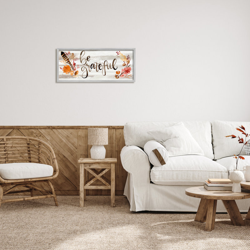 Be Be Grateful Boho Calligraphy, H 13 po x l 30 po x P 1,5 po, Estampe numérique Farmhouse