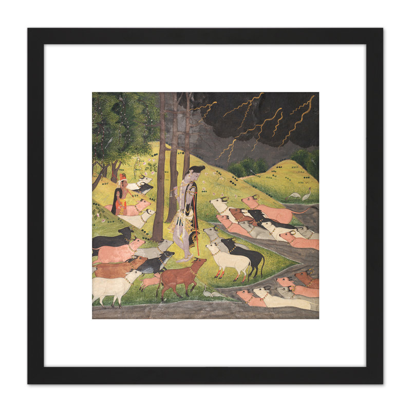 Summoning Cows India 18th Century by Krishna - Single Picture Frame Painting