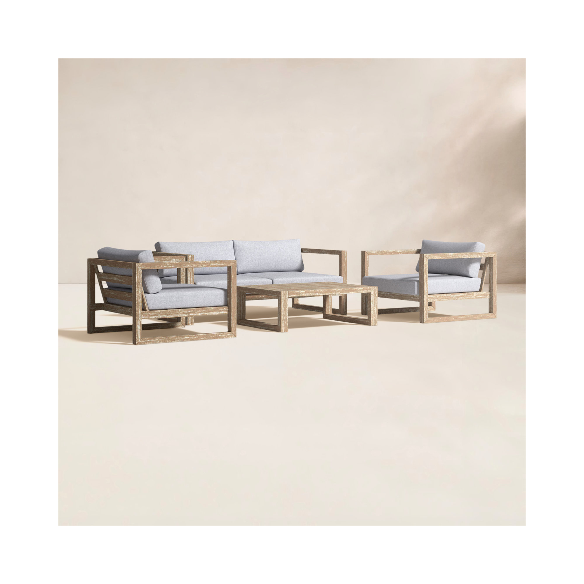 Ascend Eucalyptus 5 - Person Patio Conversation Set with Cushions, Brown