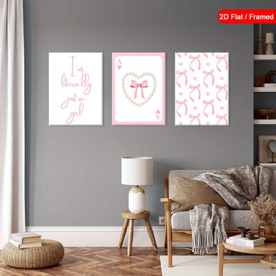 Impression sur toile rose 3 pièces pour une décoration intérieure douce