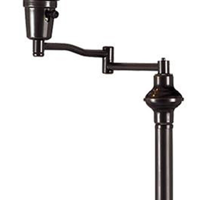 59" Swing Arm Floor Lamp With Beige Empire Shade, Bronze