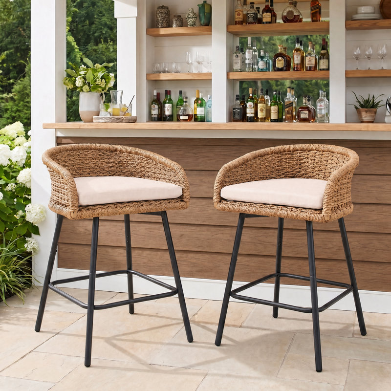 Tabourets de bar de hauteur comptoir Carvin, Kaki