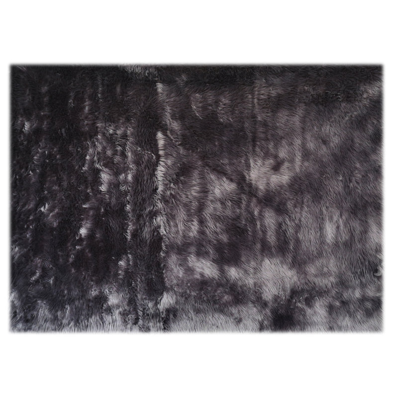 Tapis gris à poils longs Fung, Rectangle 5 pi x 7 pi