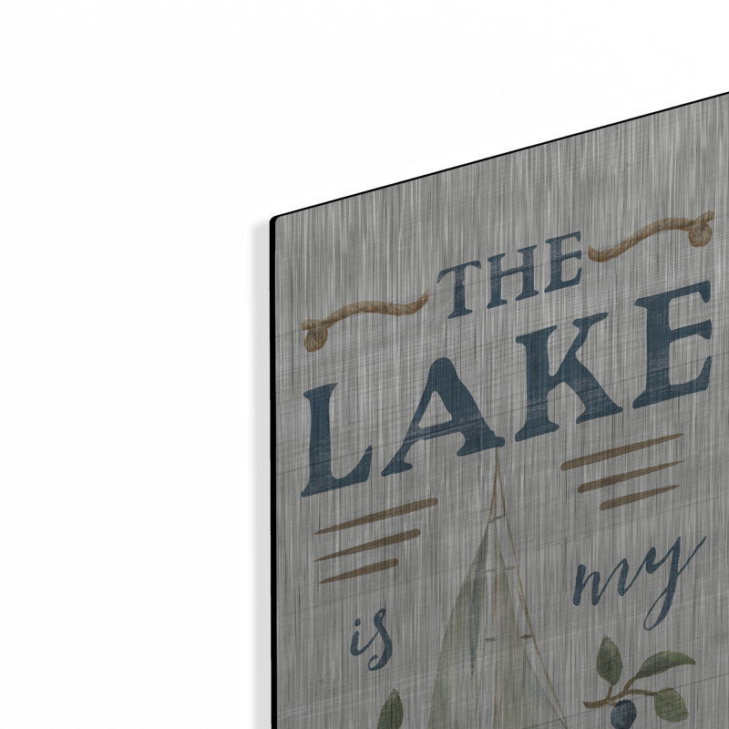 Art mural en métal luxueux «Lakeside Retreat Happy Place» par Silvia Vassileva, 16 po x 48 po, H 36 po x l 12 po