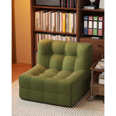 Chaise d'appoint moderne en velours côtelé vert minimaliste pour le salon