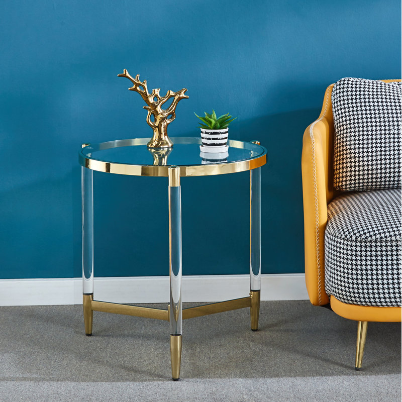 Raymiah Glass Top End Table