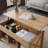 37.8in Rectangular Oak-Colored Particle Board With Bamboo Rattan Weaving, Extendable And Liftable Coffee Table-324061780-324061778
