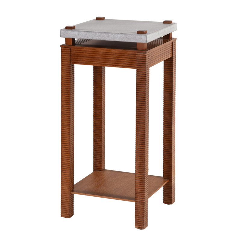 Norman Wyatt Home - Support pour plante fougère - H 30 po - Gris ciment et cerise zébrée, 30 po de hauteur