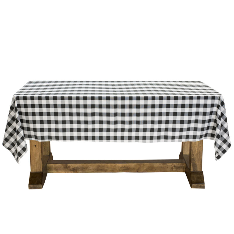 Rectangular Checkered Tablecloth, Black/White, 102" x 60"
