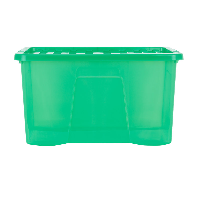Wham Crystal 60L Plastic Storage Box Pack of 5 Tint Leprechaun Green