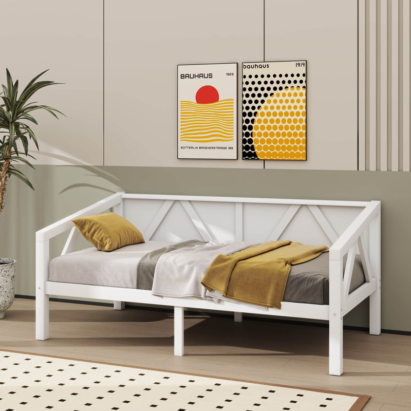Idée de lit de jour contemporain au design minimaliste, Simple, Blanc
