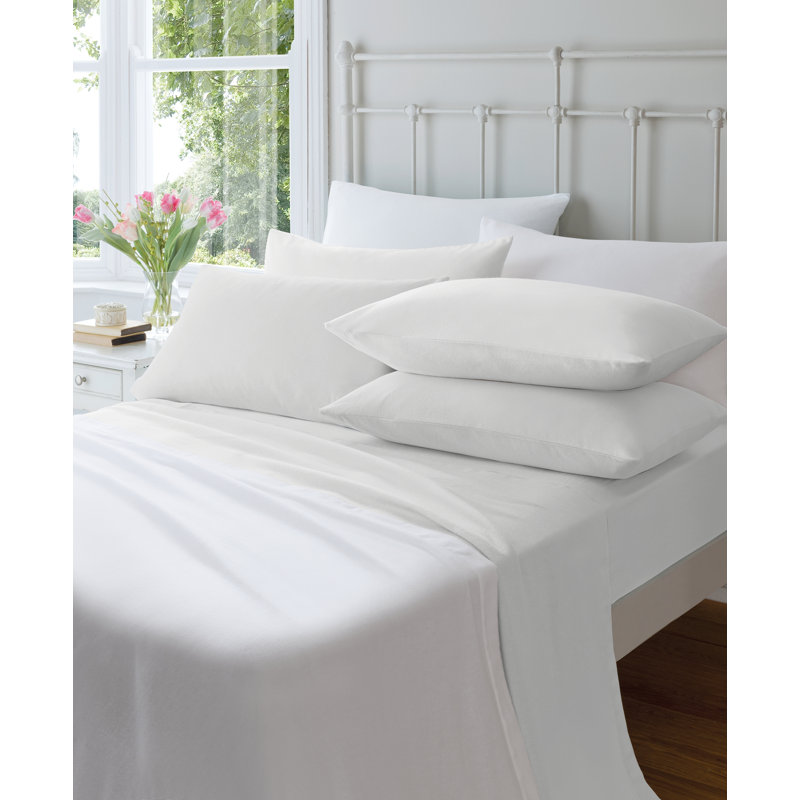 Brushed Cotton Fitted Sheet, Kingsize (5'), White