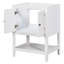 Base de meuble-lavabo 24 po seulement, structure en bois massif, armoire de rangement pour salle de bain avec portes et tablette ouverte, blanc